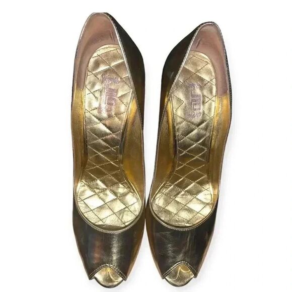 JLO Maya gold peep toe heels - Picture 2 of 5